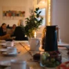 Table with people in the background