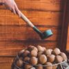 Pouring water on stones in sauna